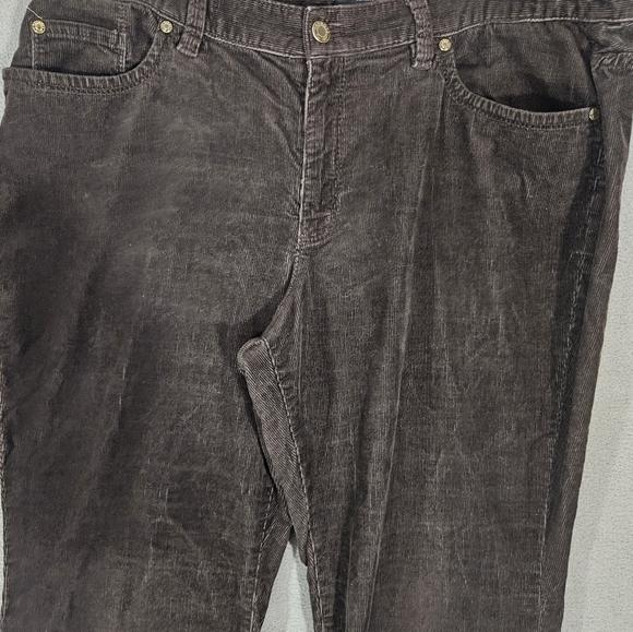 Talbots Plus Petite 16W Corduroy Signature Bootcut Pants Stretch Chocolate Brown - Picture 2 of 8